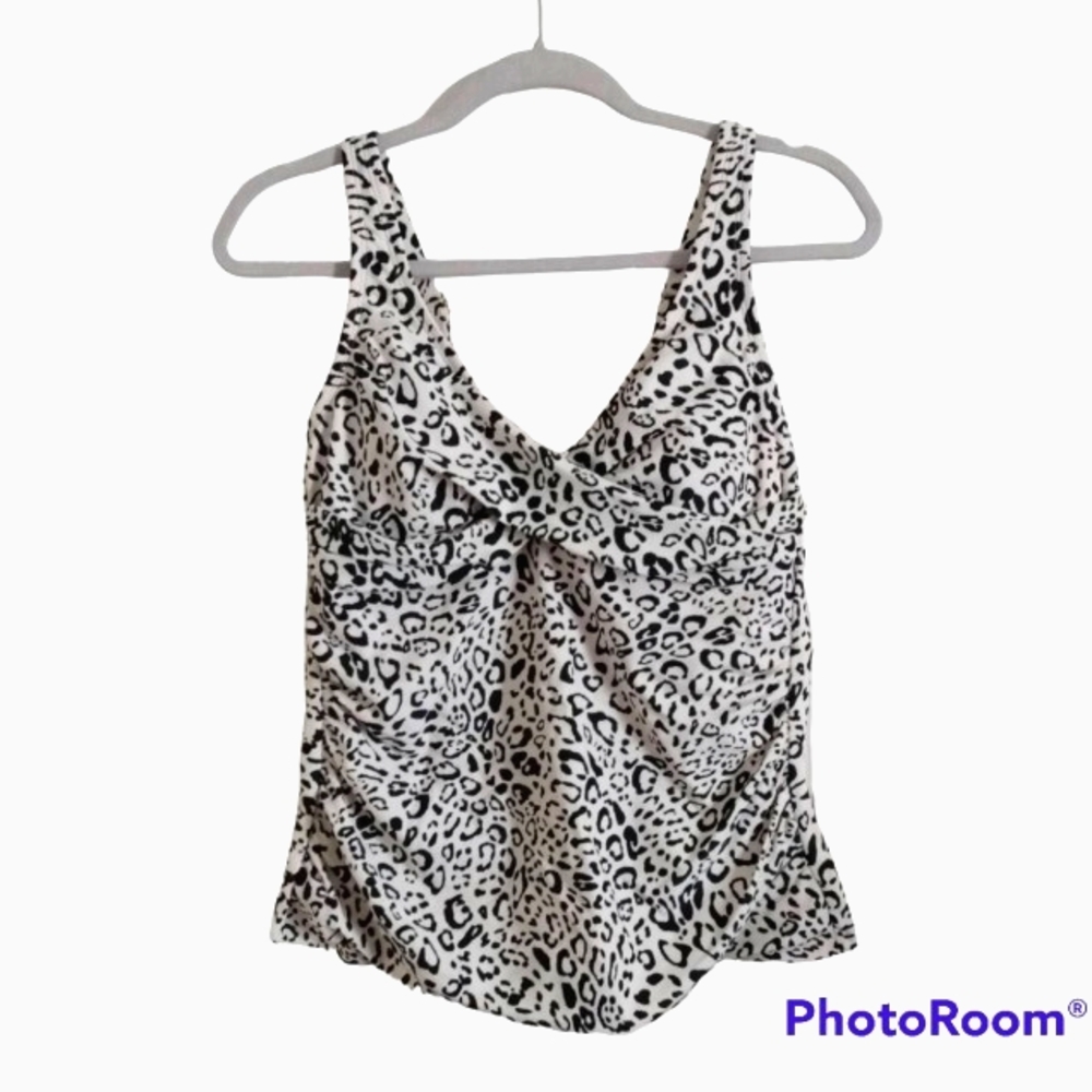 Women's Kona Sol Tankini M 8-10 Leopard Print white and black